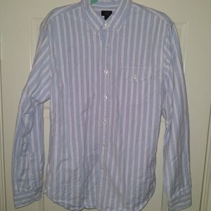 J Crew Oxford Long Sleeve Button Down Striped Shirt Men's sz Medium.